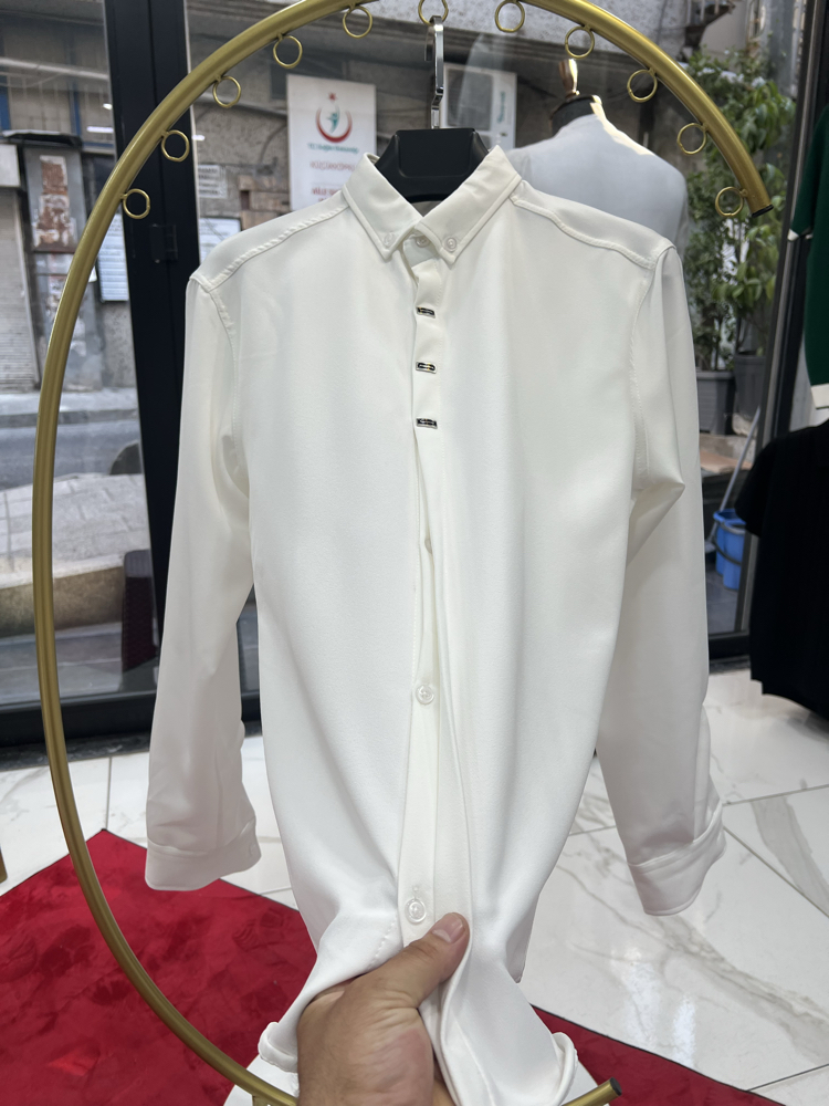 Premium Gizli düğme detay Slim Fit beyaz Gömlek