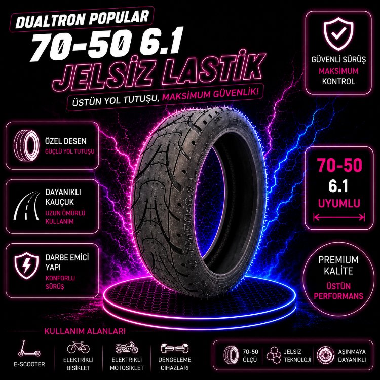 Dualtron Popülar Uyumlu 70-50 6.1 Tubeless Lastik
