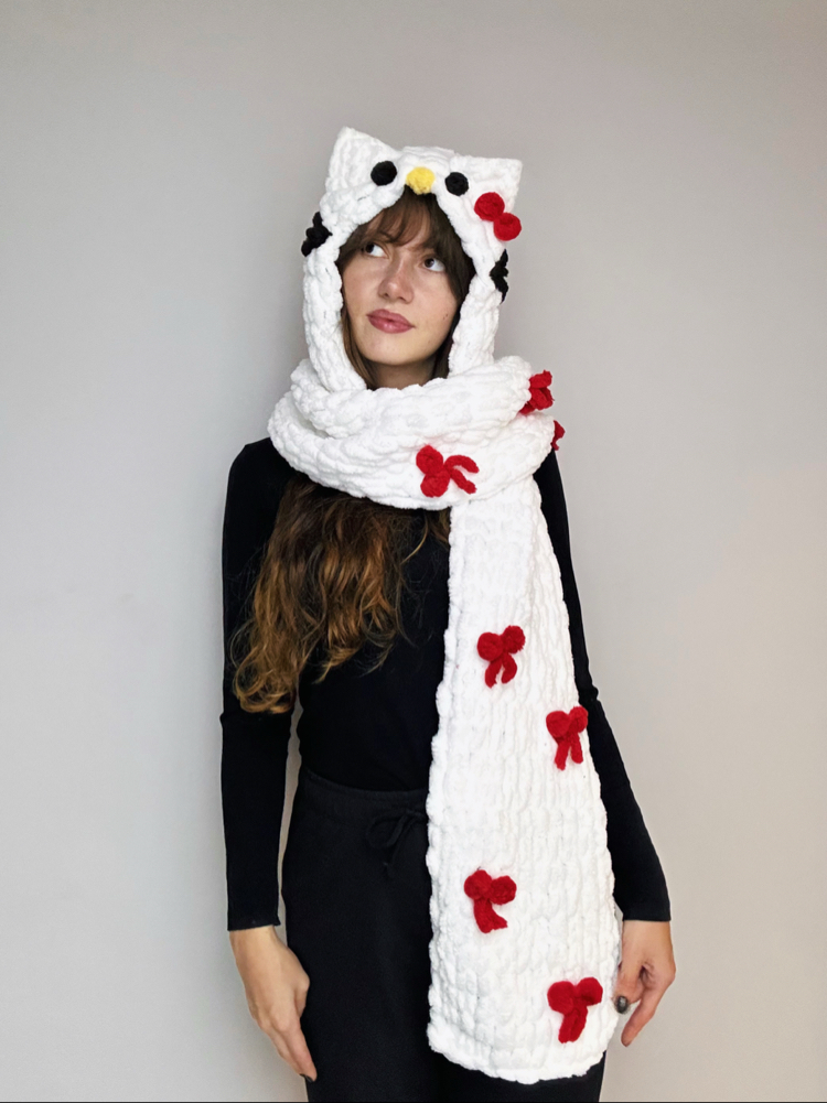 Hello kitty kapüşonlu atkı