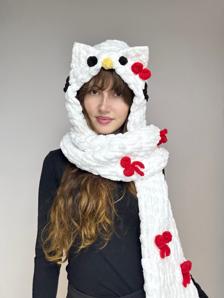 Hello kitty kapüşonlu atkı