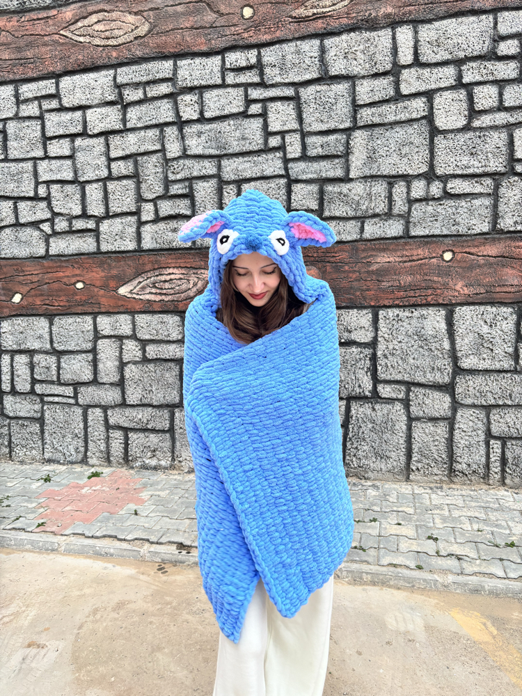 Stitch kapüşonlu battaniye