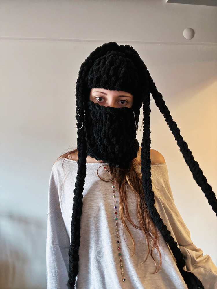 Aksesuarlı Örgü saç balaclava