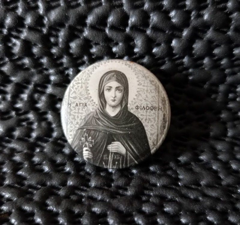 Saint Filothei (Η ΑΓΙΑ ΦΙΛΟΘΕΗ Rahibe Filothei) Yaka Rozeti. Çok Nadir..