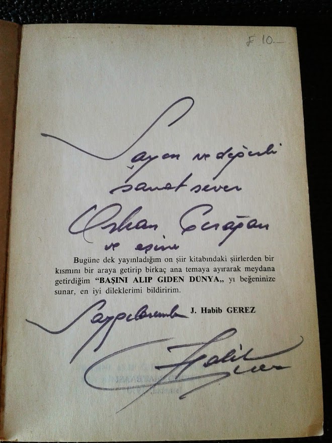 BAŞINI ALIP GİDEN DÜNYA ŞİİRLER J. HABİB GEREZ. (İMZALI) 