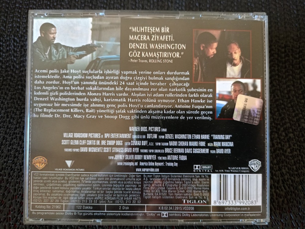 İLK GÜN - TRAINING DAY VCD FİLM..Denzel WASHINGTON - Ethan HAWKE