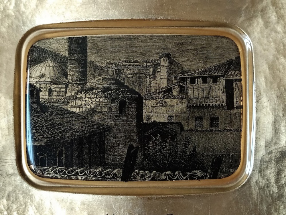 PAŞABAHÇE , AUGUSTUS TAPINAĞI GÖRSELLİ CAM TABAK ÇOK NADİR.