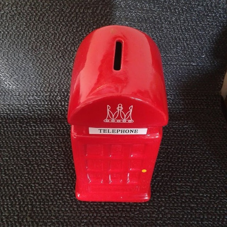 PORSELEN İNGİLİZ TELEFON KULUBESİ KUMBARA. (BÜYÜK BOY)