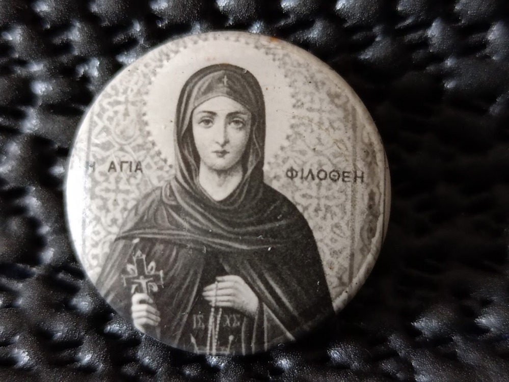 Saint Filothei (Η ΑΓΙΑ ΦΙΛΟΘΕΗ Rahibe Filothei) Yaka Rozeti. Çok Nadir..