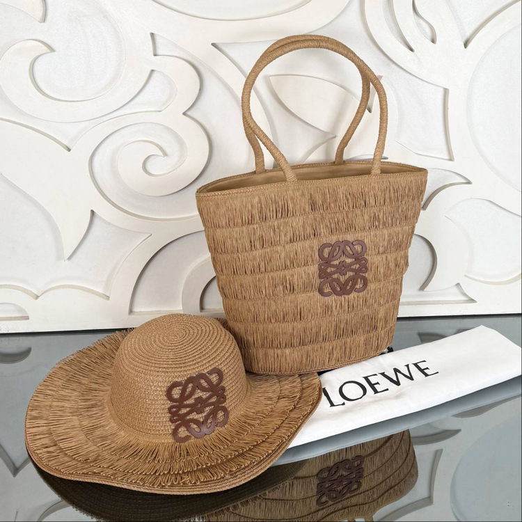 Loewe Raffia Tote Bag with Hat (Bag/Hat Set) 