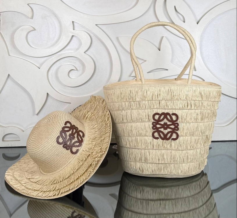 Loewe Raffia Tote Bag with Hat (Bag/Hat Set) 