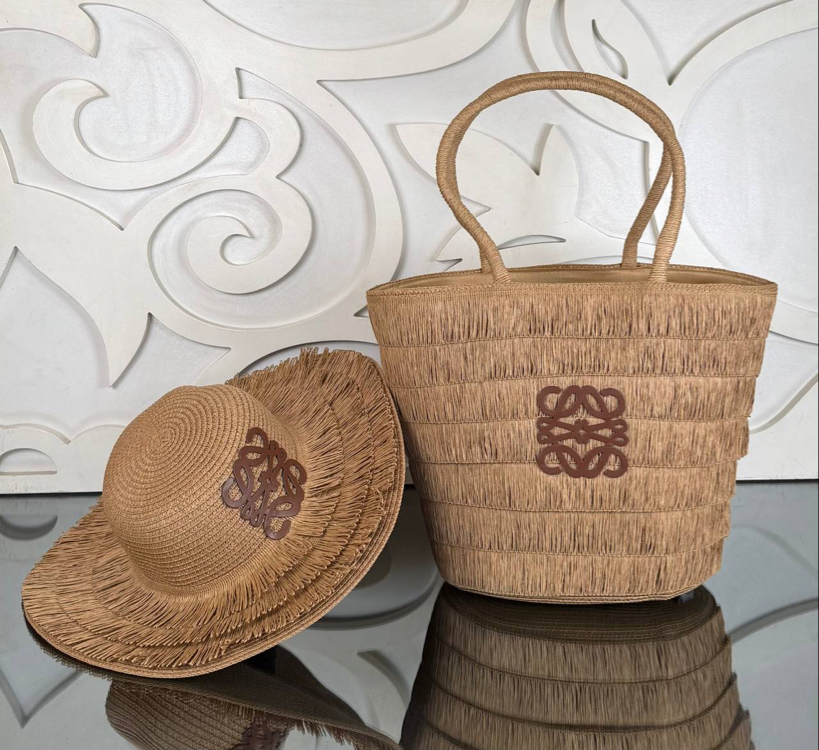 Loewe Raffia Tote Bag with Hat (Bag/Hat Set) 