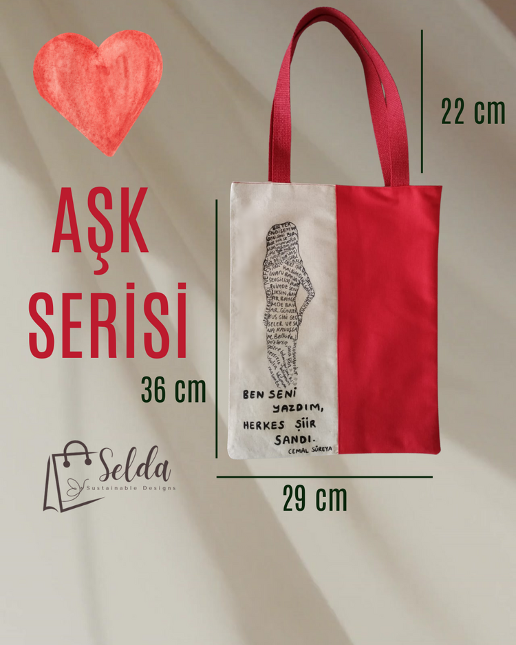 Aşk Serisi – Şiir Dokunuşlu Kişiye Özel Kanvas Çanta