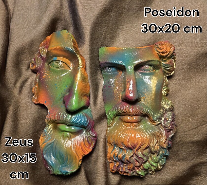 Pop Art Zeus&Poseidon Duvar Heykeli