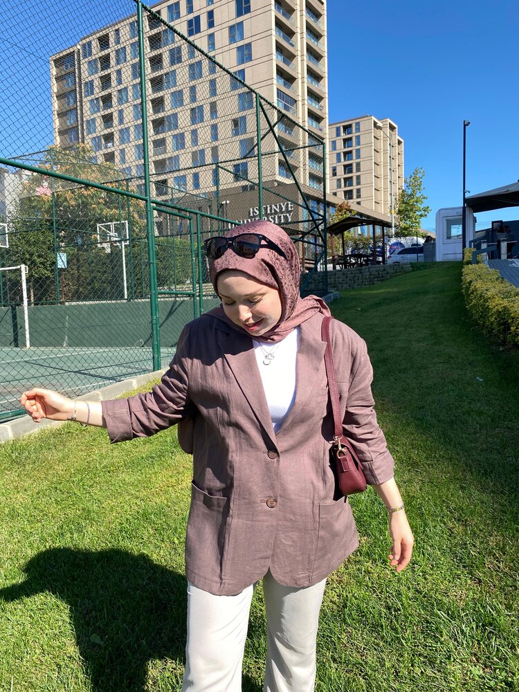 %100 Ham Keten Oversize Ceket