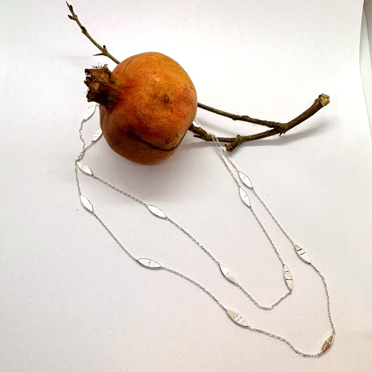 Arpa Zincir Kolye - (Beyaz-90cm)
