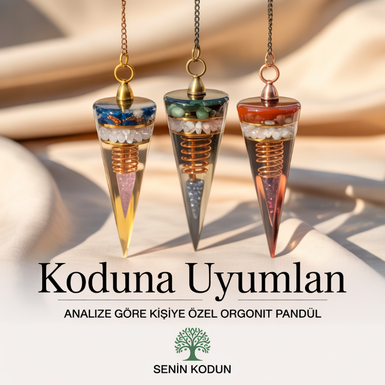 Koduna Özel Orgonit Pandül (Sarkaç) Analize Göre Taş + Bakır + Reçine Kombinasyonu