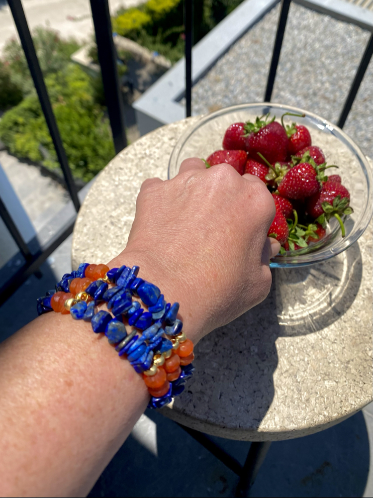 Lapis Lazuli & Karnelyan Akik Bileklik