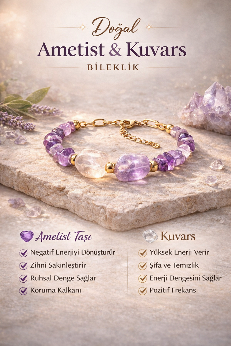 AMETİST VE KUVARS BİLEKLİK