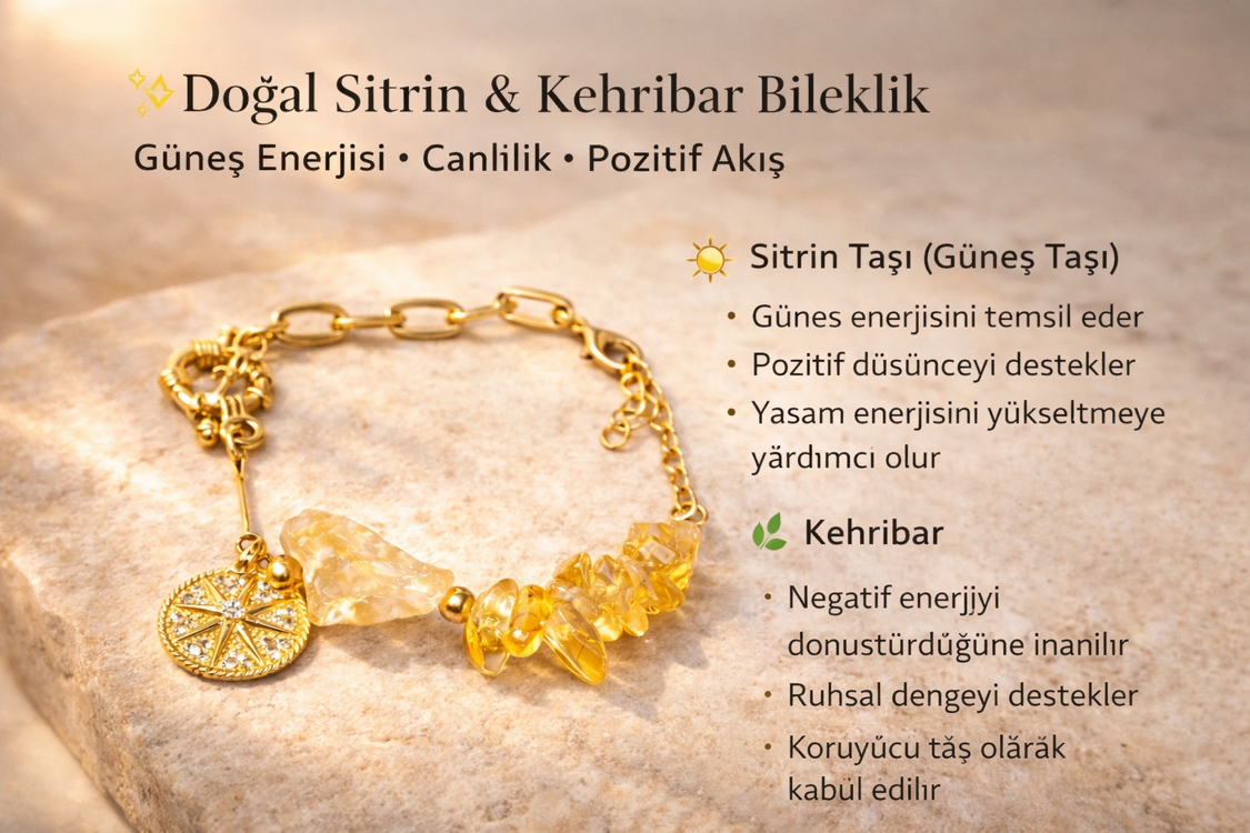 SİRİUS YILDIZI SEMBOLLÜ SİTRİN BİLEKLİK