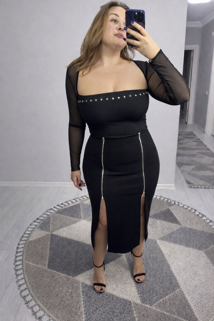 Yıldız Detay Tül Crop Bluz