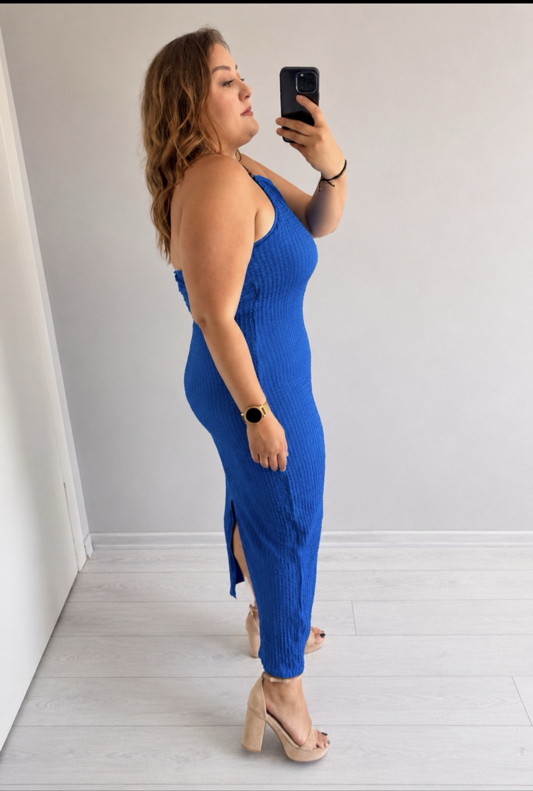 Boncuklu Halter Dokulu Elbise
