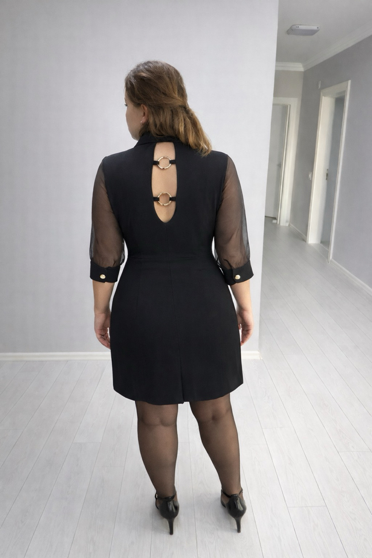 Sırt Halka Detaylı Abiye Elbise 