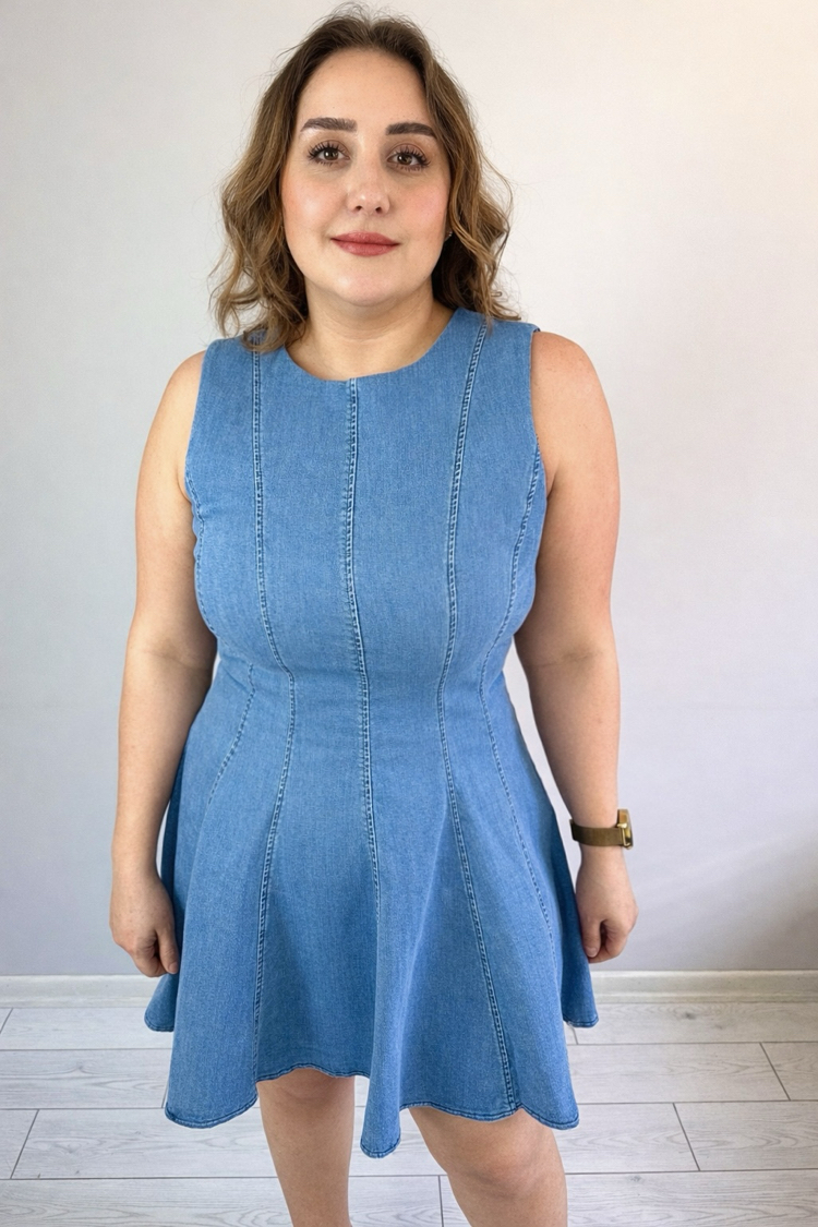 Çan Model Likralı Jean Elbise