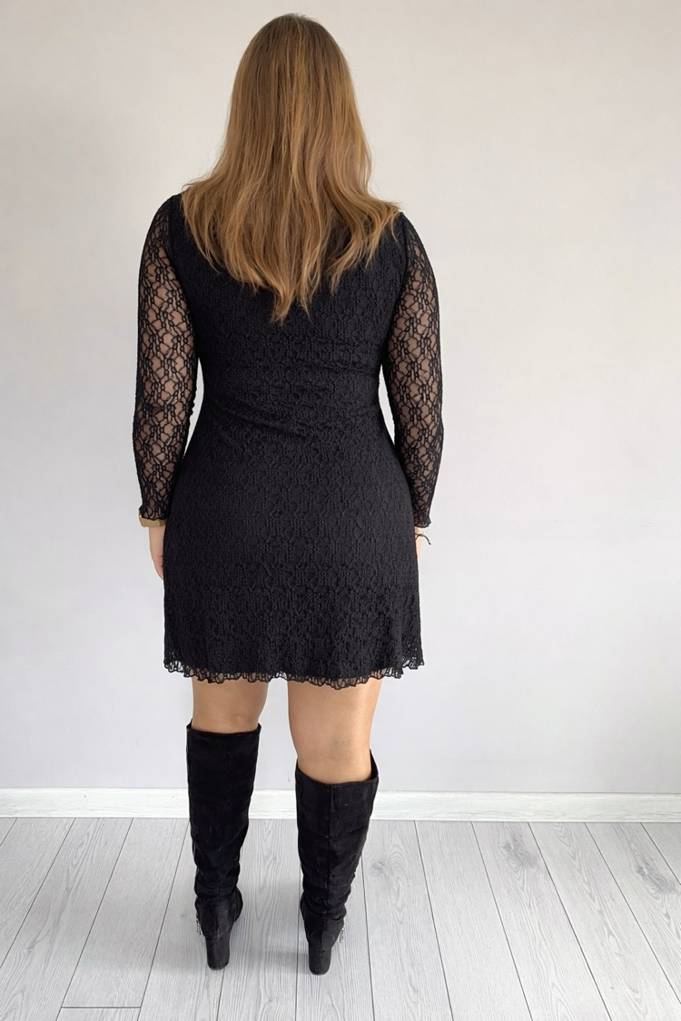 Dantelli Mini U Yaka Elbise