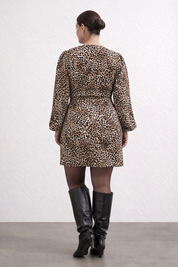 Beli Kuşaklı Leopar Elbise