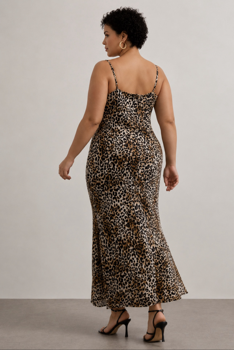 Degaje Yaka Leopar Elbise