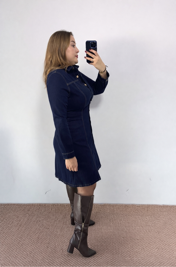 Esnek Denim Elbise