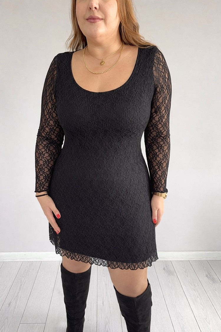 Dantelli Mini U Yaka Elbise
