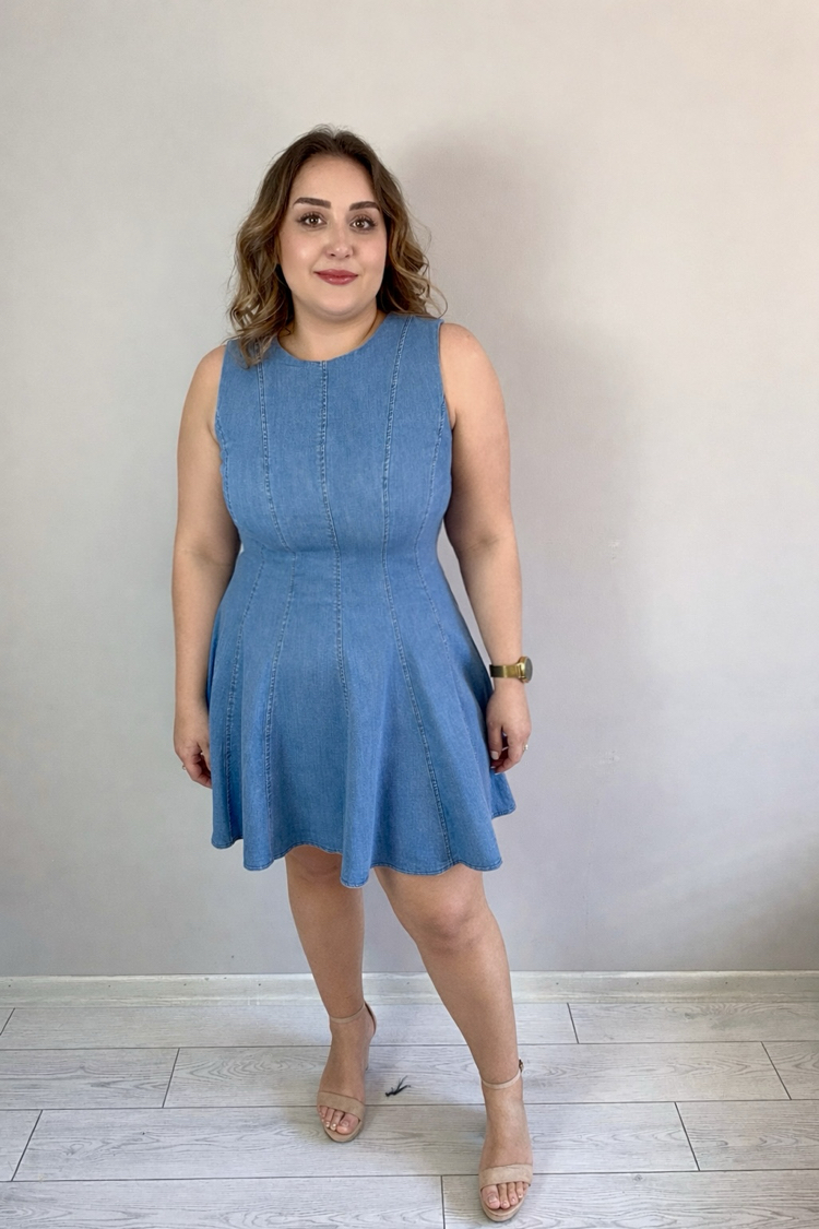 Çan Model Likralı Jean Elbise