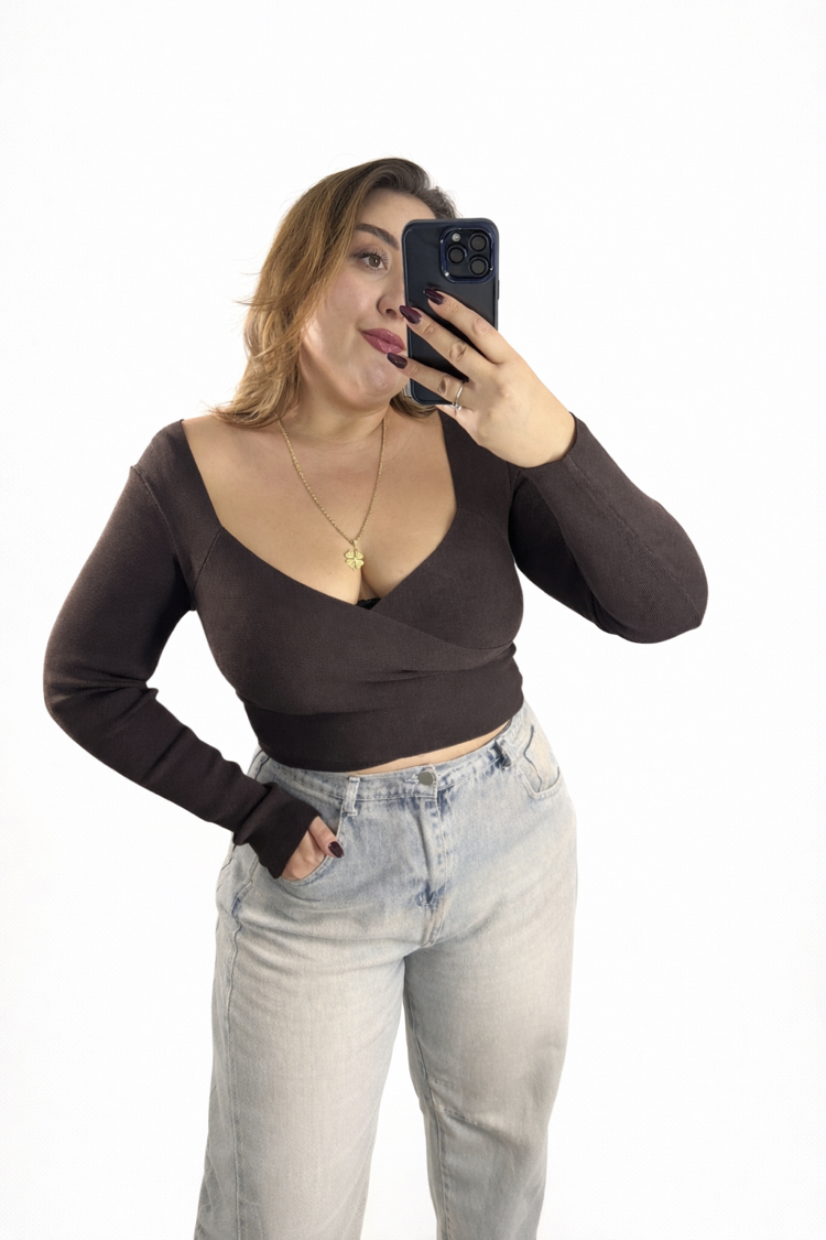 Premium Kalite Triko Crop Kazak