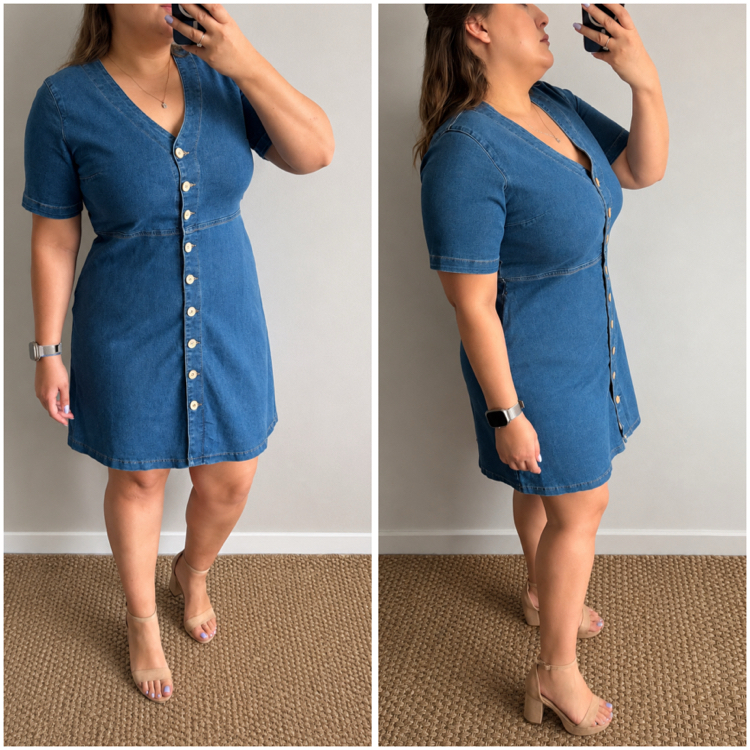 Hafif Çan Model Cepli Denim Elbise