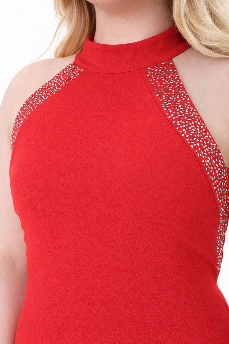 Orjinal Marka Halter Yakalı Taş Detaylı Elbise