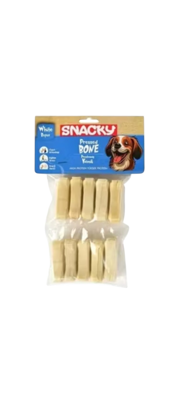 Snacky Preslenmiş kemik 10’lu 110 gr– Beyaz & Doğal Çeşitleri