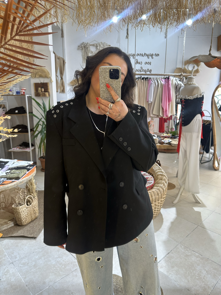 QUZU BLAZER KUŞ GÖZÜ DETAYLI