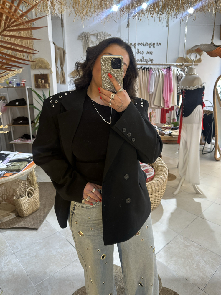 QUZU BLAZER KUŞ GÖZÜ DETAYLI