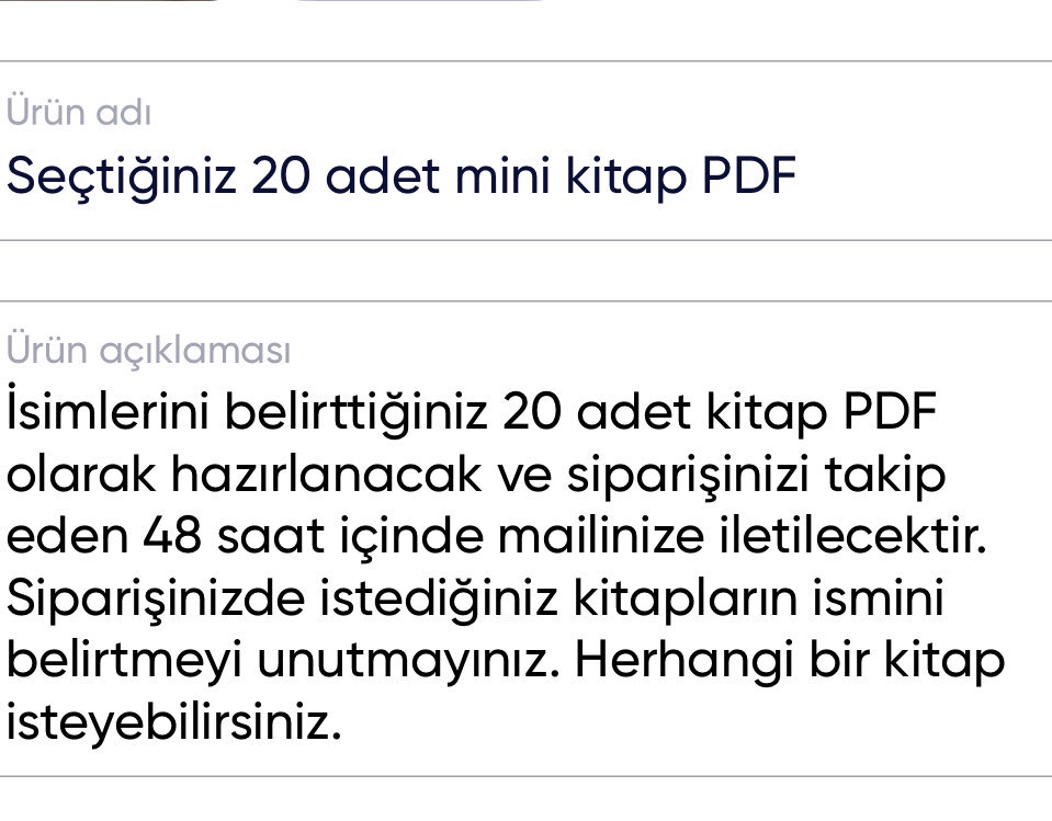 Seçtiğiniz 20 adet mini kitap PDF