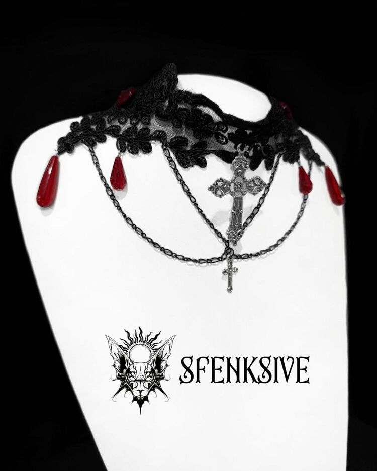 Victorian goth dantel kolye