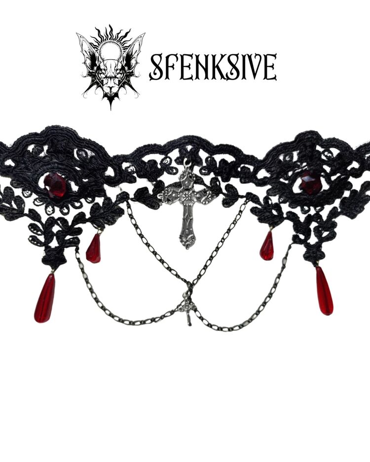 Victorian goth dantel kolye