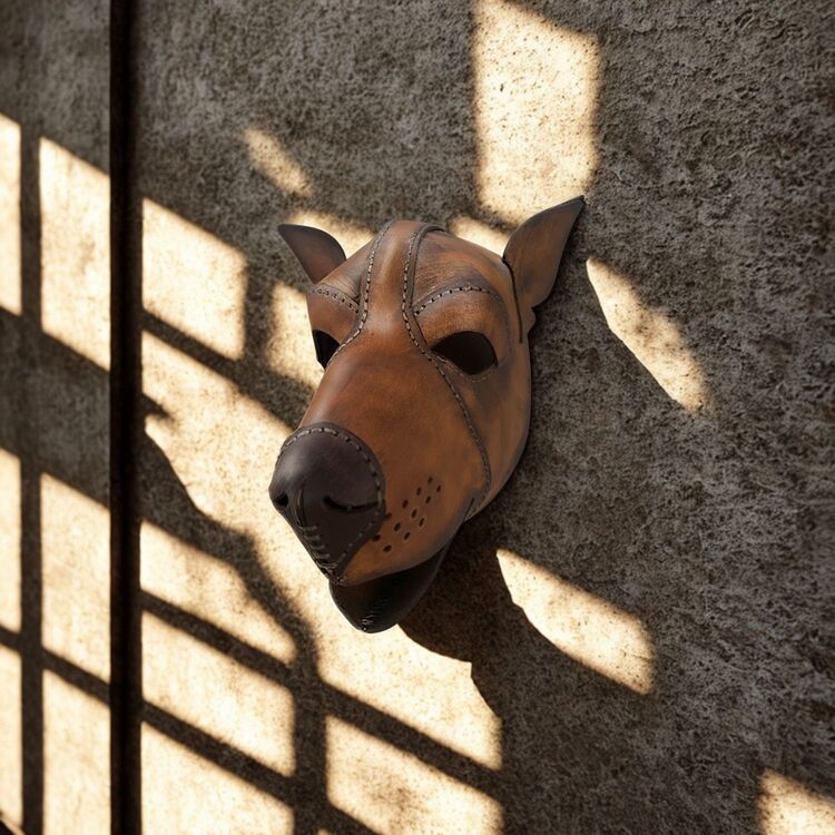El Yapımı Deri Köpek Maskesi – Çoban Köpeği Esintili