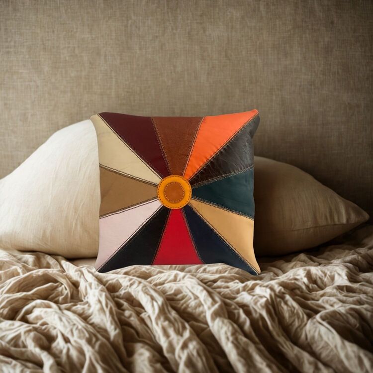 El Yapımı Patchwork Deri Minder