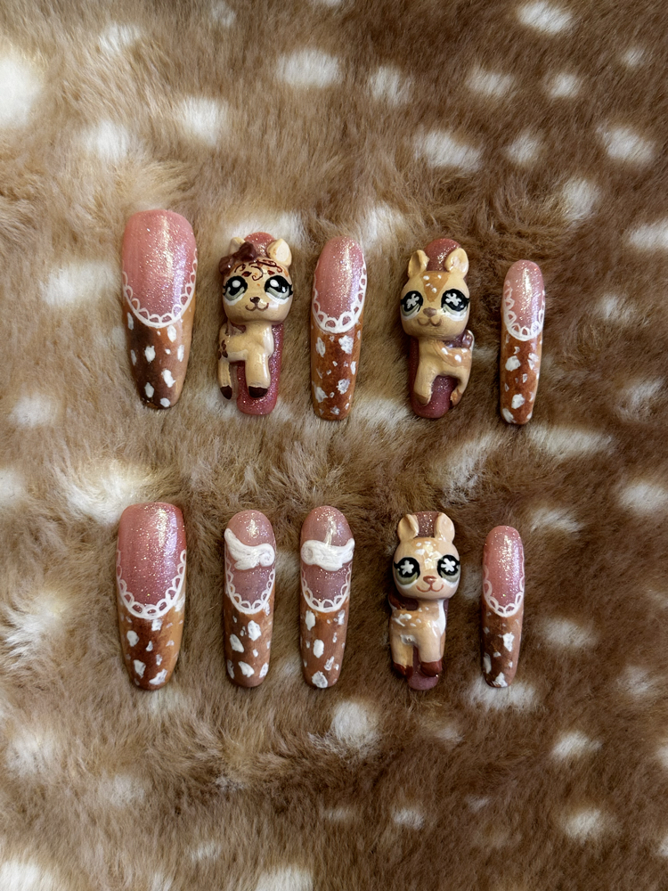 LPS Deer Miniş Tasarımlı 3D Press-On Tırnak Seti