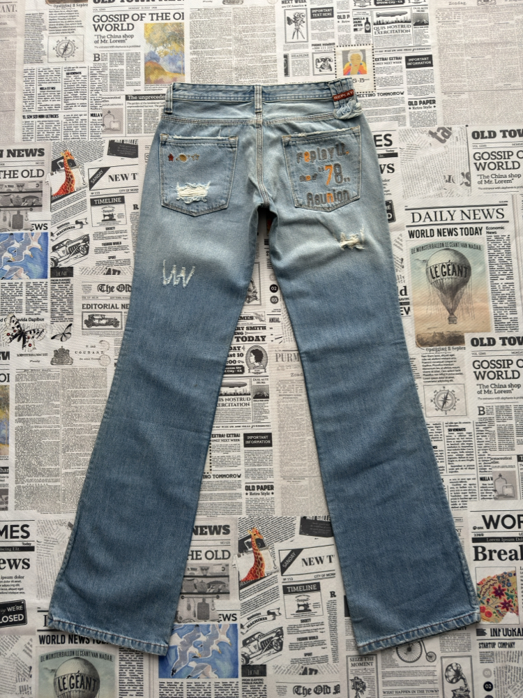 Replay Düşük Bel Distressed Kadın Kot Pantolon 