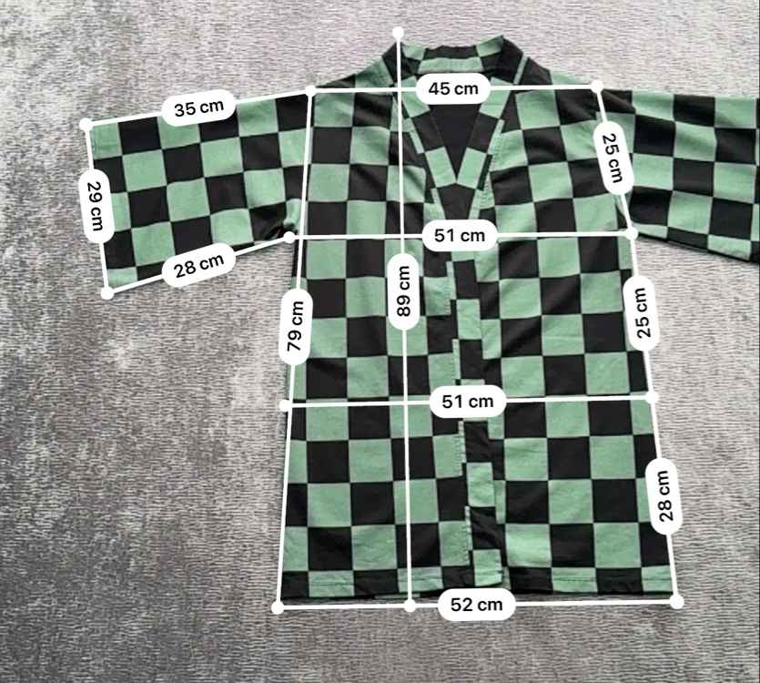 Damalı Kareli Uzun Kimono Kostüm