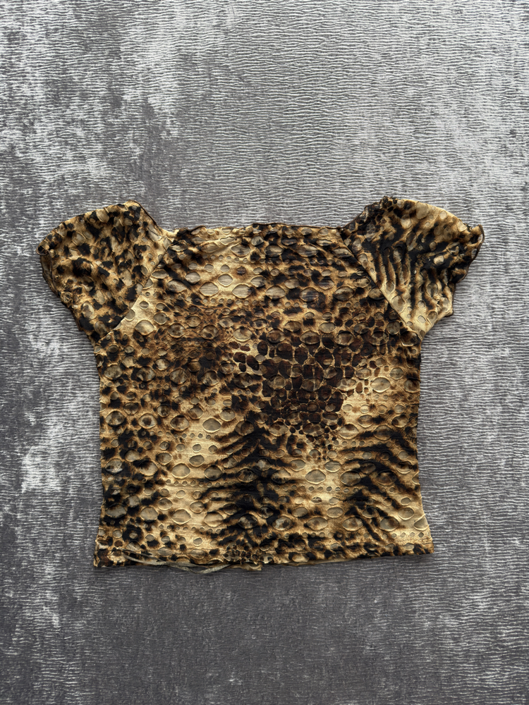 Leopar Desenli İpli İnce Bluz Gömlek