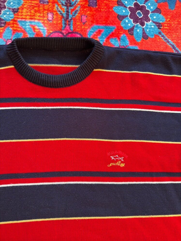 Paul&Shark Kırmızı Çizgili Vintage Erkek Kazak