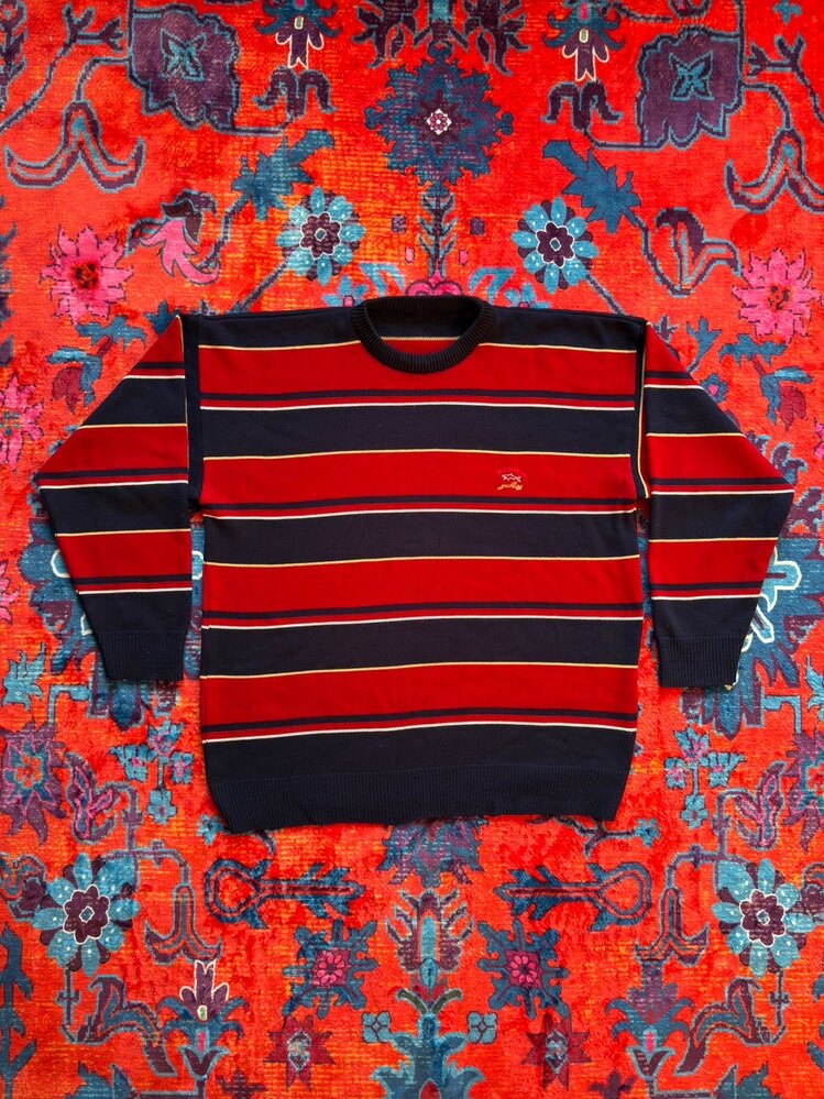 Paul&Shark Kırmızı Çizgili Vintage Erkek Kazak